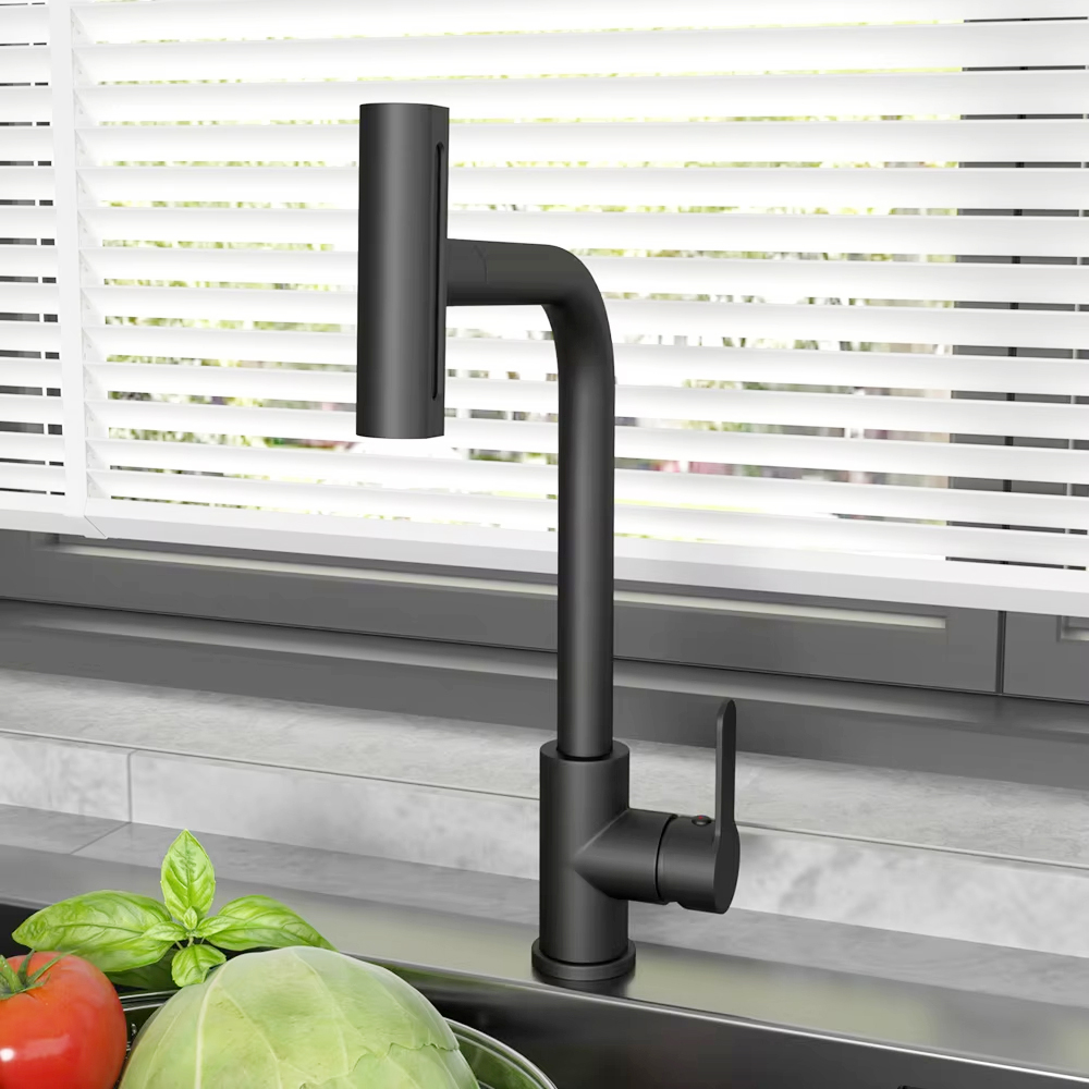 Commercial Kitchen Mixer Tap - Czarna wyciągana bateria kuchenna z elastyczną