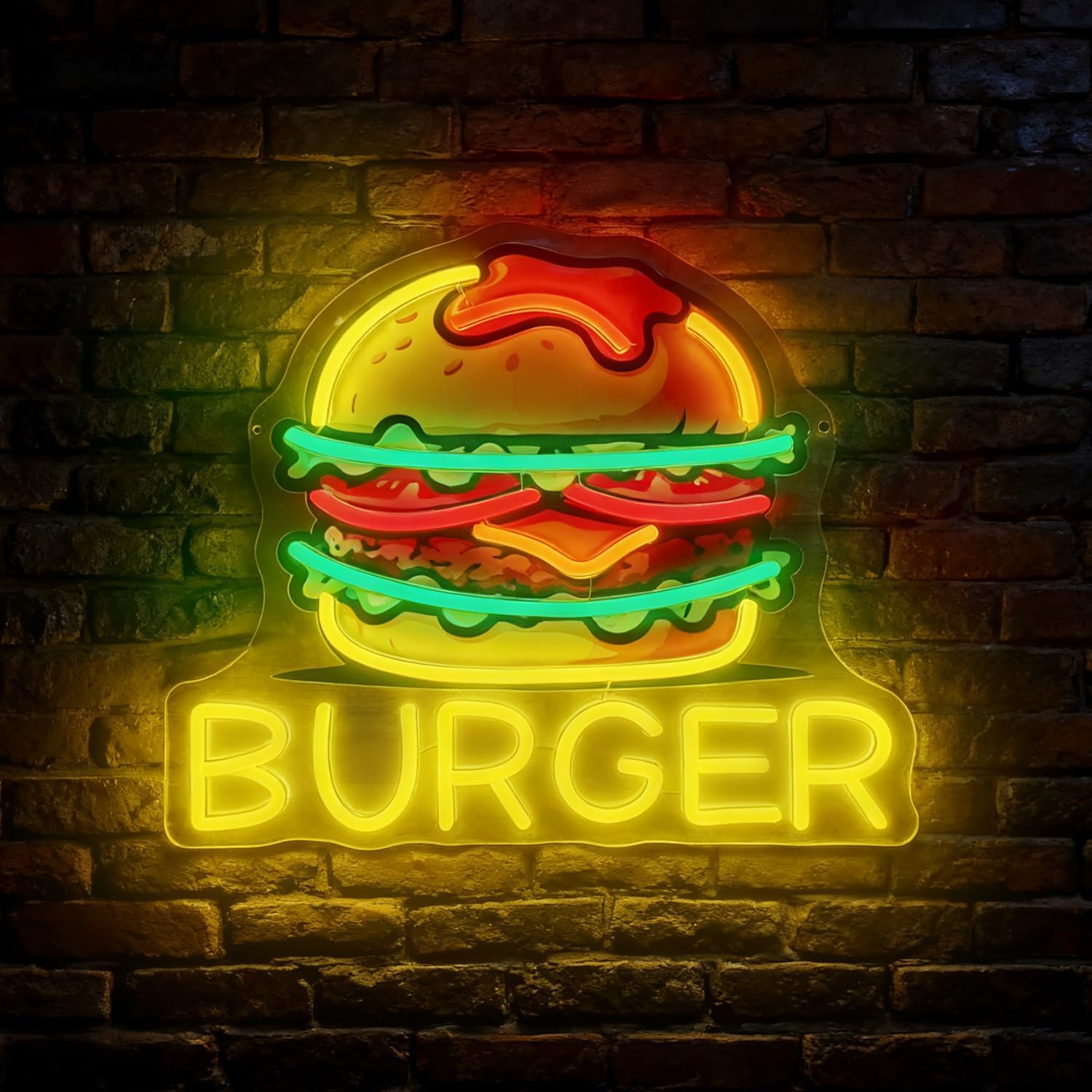 Commercial Kitchen Walls - Neonowy szyld Burger, LED-owe szyldy z