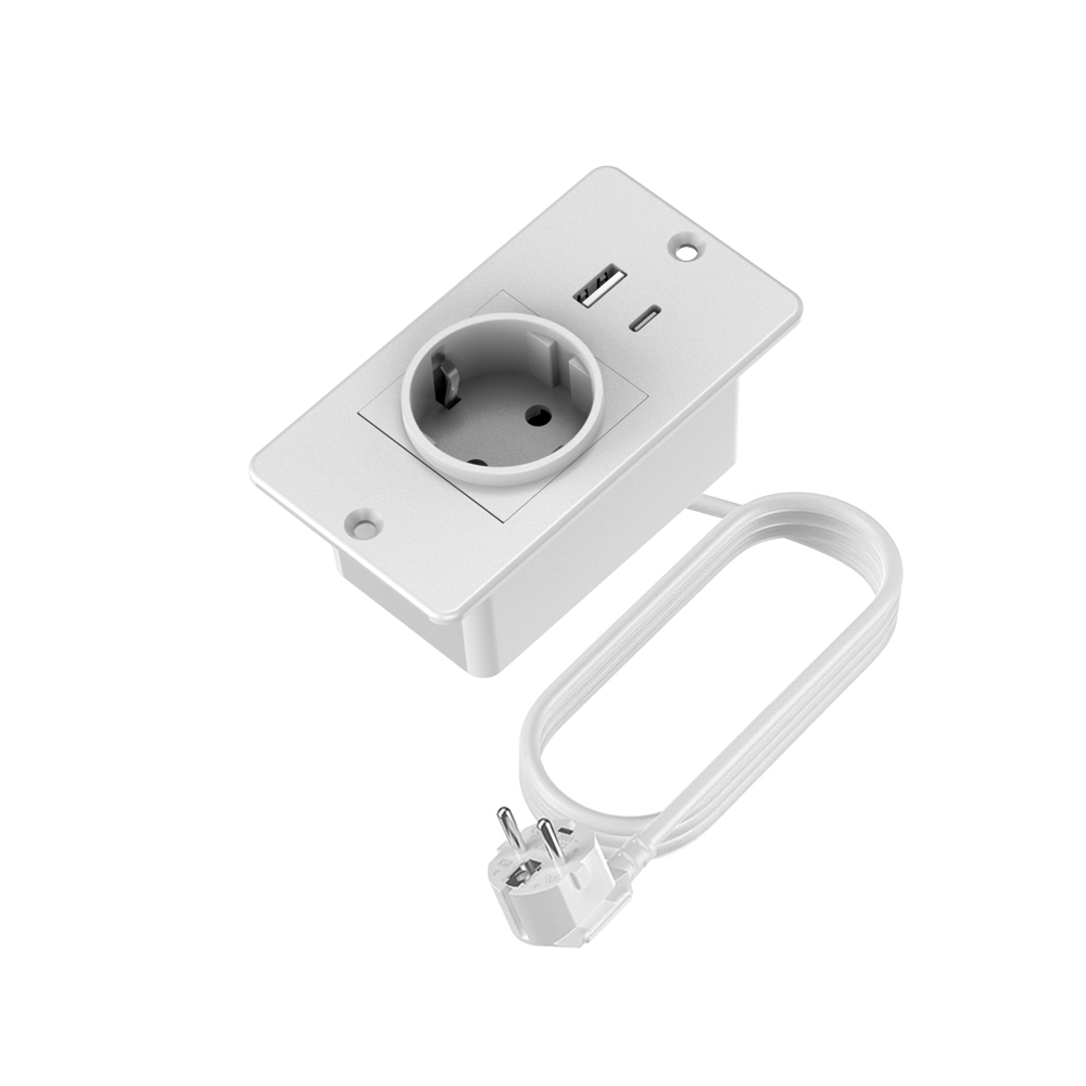 Commercial Kitchen In Residential Home - Wpuszczana listwa zasilająca z USB-A i