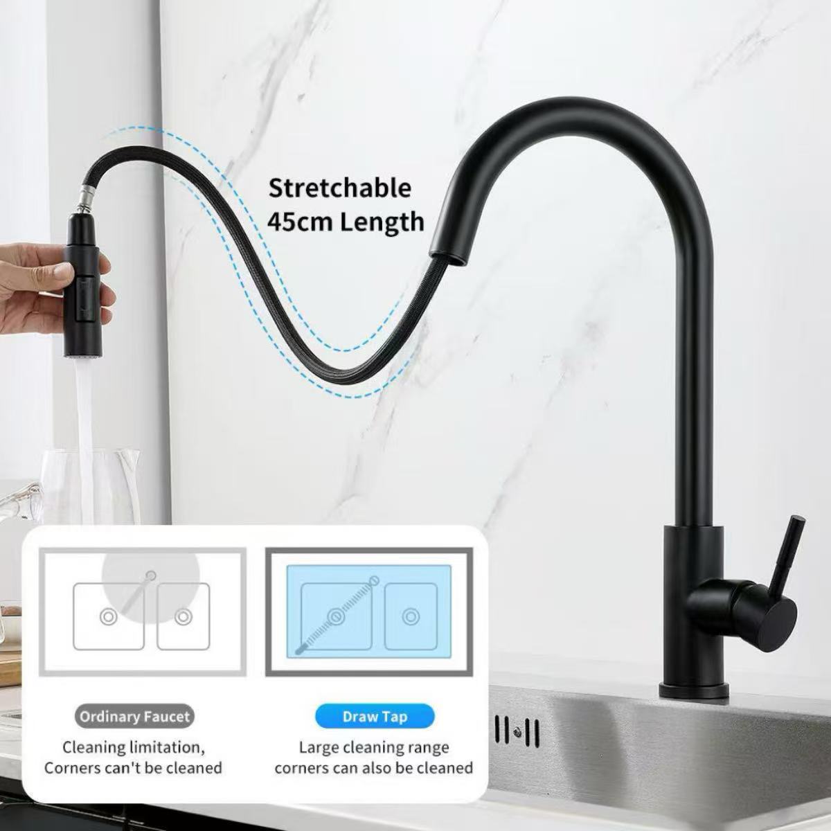 Commercial Kitchen Mixer Tap - Bateria Kuchenna Jednouchwytowa z Wyciąganą Wylewką,