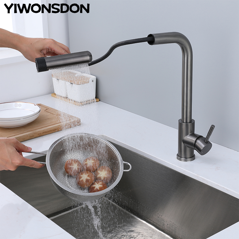 Commercial Kitchen Mixer Tap - 6 Tryb Szary Kran Kuchenny Wyciągany