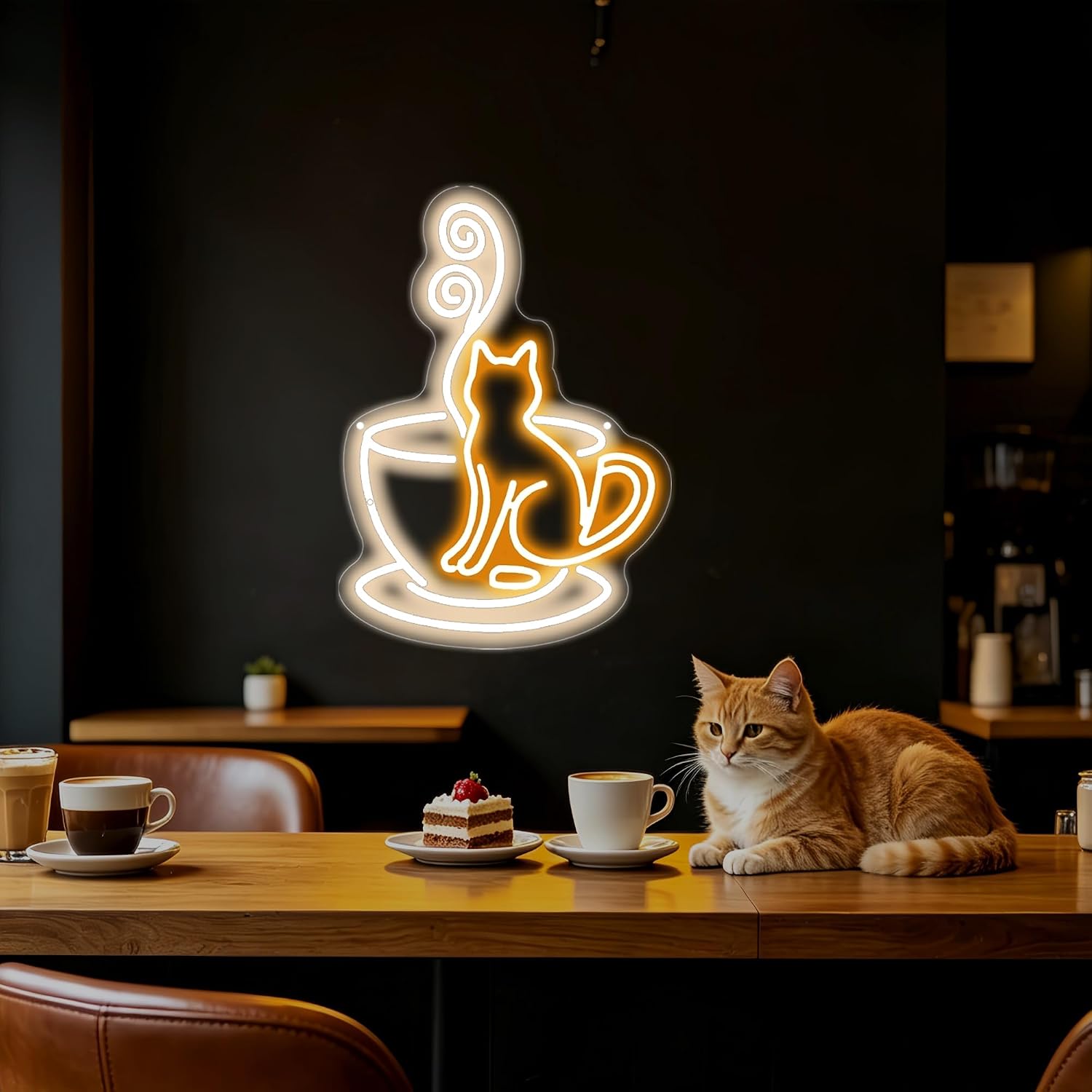 Kot w kubku kawy LED Neonowy Z – Commercial Kitchen Walls recenzja i cena